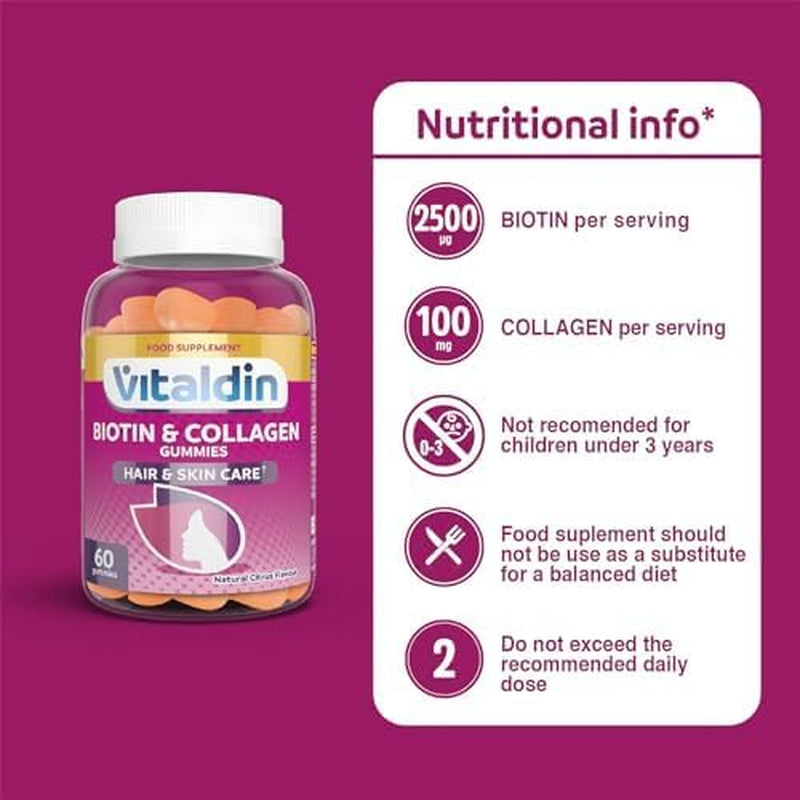 VITALDIN Gominolas De Biotina + Colágeno - Sin Gluten - 60Uds