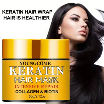 Biotin Collagen Keratin Hair Mask for Dry Damaged Hair, Deep Repair Conditioning Treatment with Nourishing Essential Oils