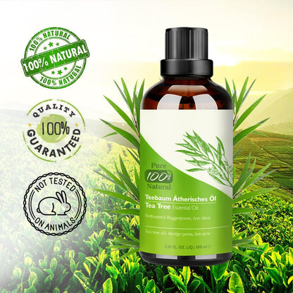 Aceite De Árbol De Té 100% Natural,100 ML Aceite Esenciale-Aceite De Acné,Tea Tree Oil Puro, Perfumado,Tratamiento Antiacné Contra La Piel Y Cara Con Imperfecciones,Antipinillas
