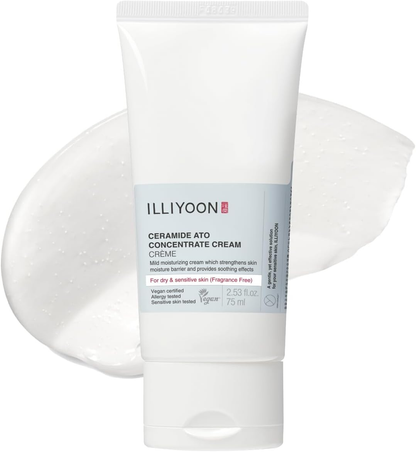ILLIYOON Ceramida Ato Crema Concentrada 75Ml, Crema Hidratante Para Piel Seca Y Sensible, 100Hr Hidratación, Restauración De La Barrera De La Piel, Suave Para Bebés Y Adultos, Vegano, Sin Perfume