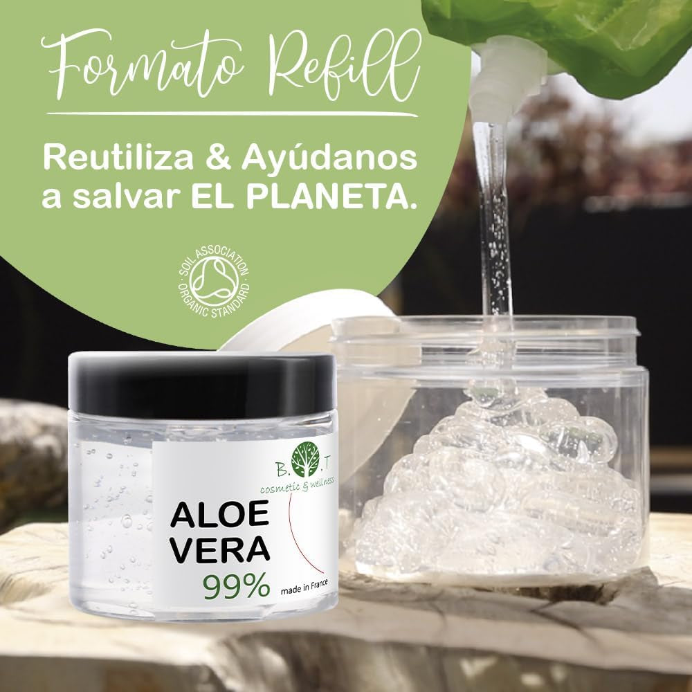 Aloe Vera Puro Gel 100% Natural, Cultivo Ecologico Lanzarote, Gel Hidratante Piel Y Cabello, Calmante after Sun, Crema Post Depilacion, after Shave, Acondicionador, 1000 Ml
