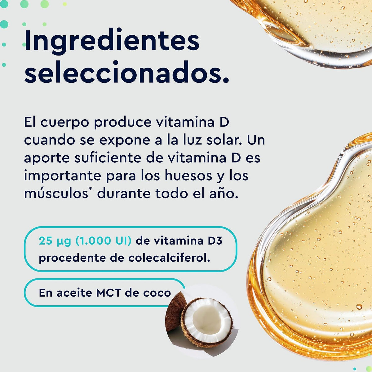 Vitamina D3 En Gotas - 5000 U.I. Por 5 Gotas - 50Ml (Líquido) En Aceite MCT De Coco - Altamente Biodisponibles Y Estables - Probado En Laboratorio, Fabricado En Alemania Sin Aditivos