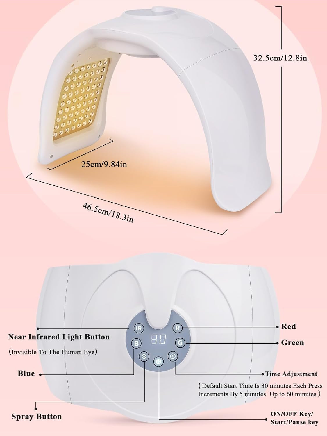 Yokilly Mascara LED Facial, Máscara Facial LED De 7 Colores E Infrarrojo