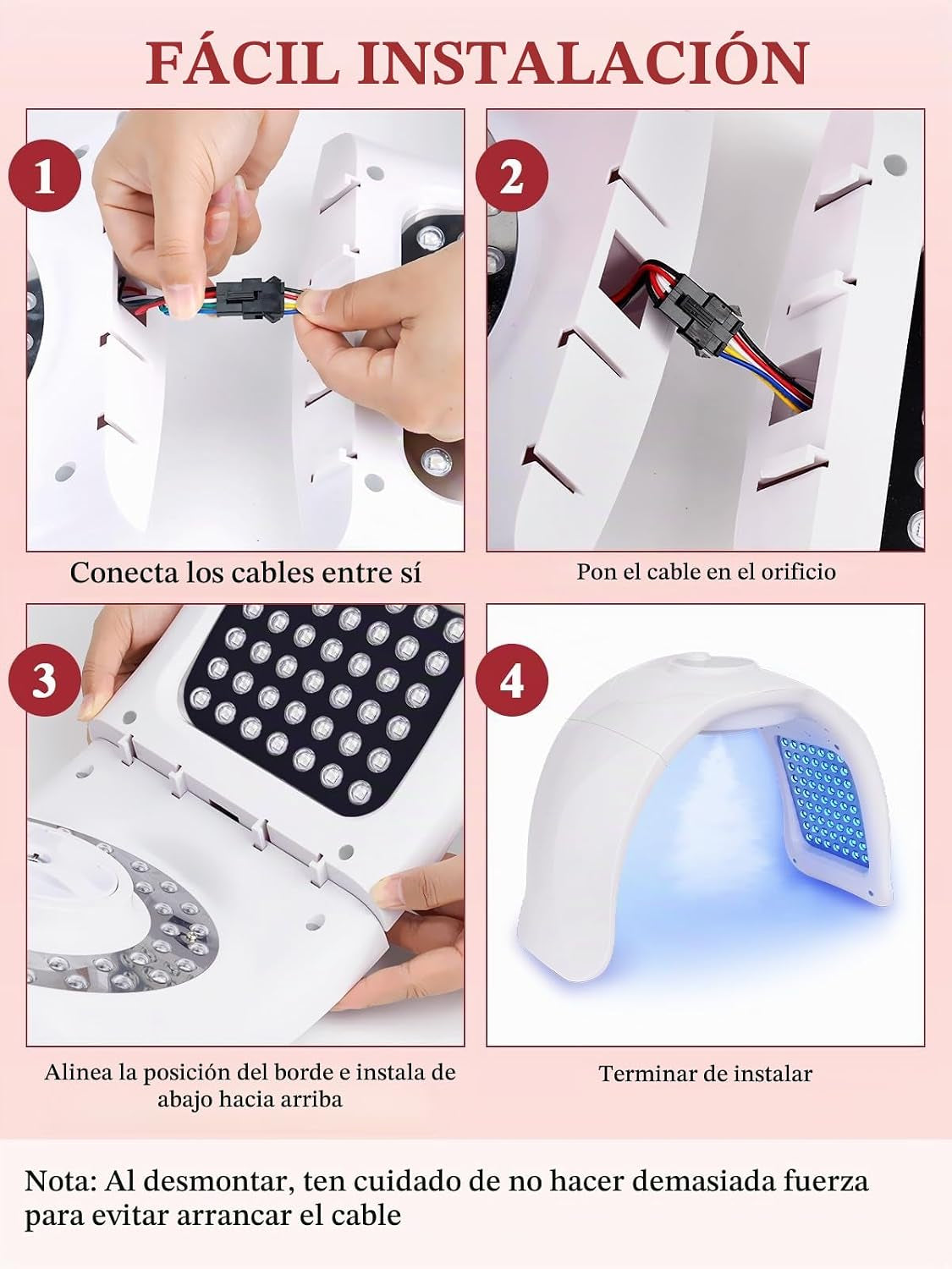 Yokilly Mascara LED Facial, Máscara Facial LED De 7 Colores E Infrarrojo