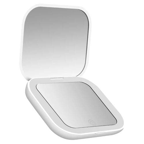 Espejo compacto plegable con luz LED para maquillaje y viaje